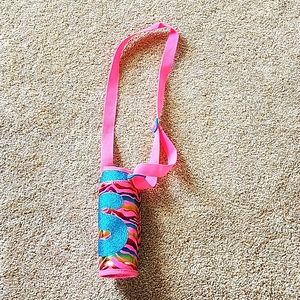 Justice water bottle holder pink leopard with a blue glitter S